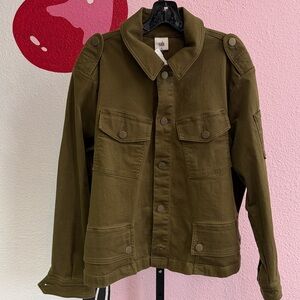 Cabi #4497 Utility Jacket Olive Green Button Front Long Sleeve Casual Sz XL